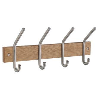Smedbo B1014 4 Hook Wooden Coat and Hat Rack from the Profile Collection